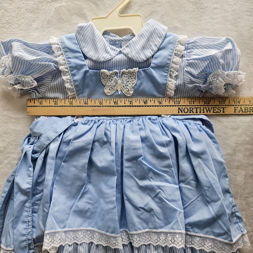 Vintage Fayette 2T Smocked Butterdly Dress w/ Ruffles, Collared, Apron Style - Picture 3 of 4